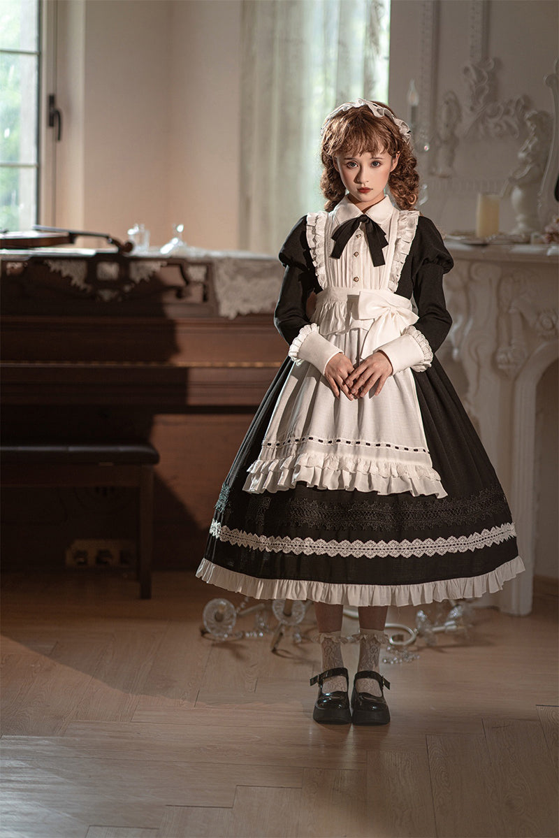 Your Princess - Maid Lolita Puff Sleeve Black Dress - OP Dress