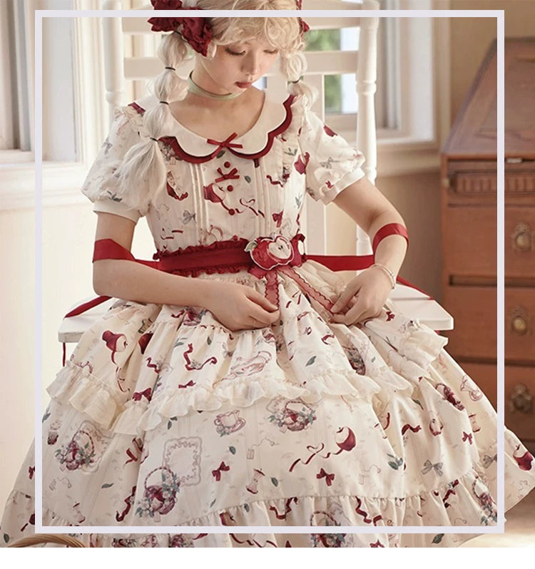 Yueele - Apricot Orchard - Plus-Size Sweet Lolita OP Dress - detail view 6