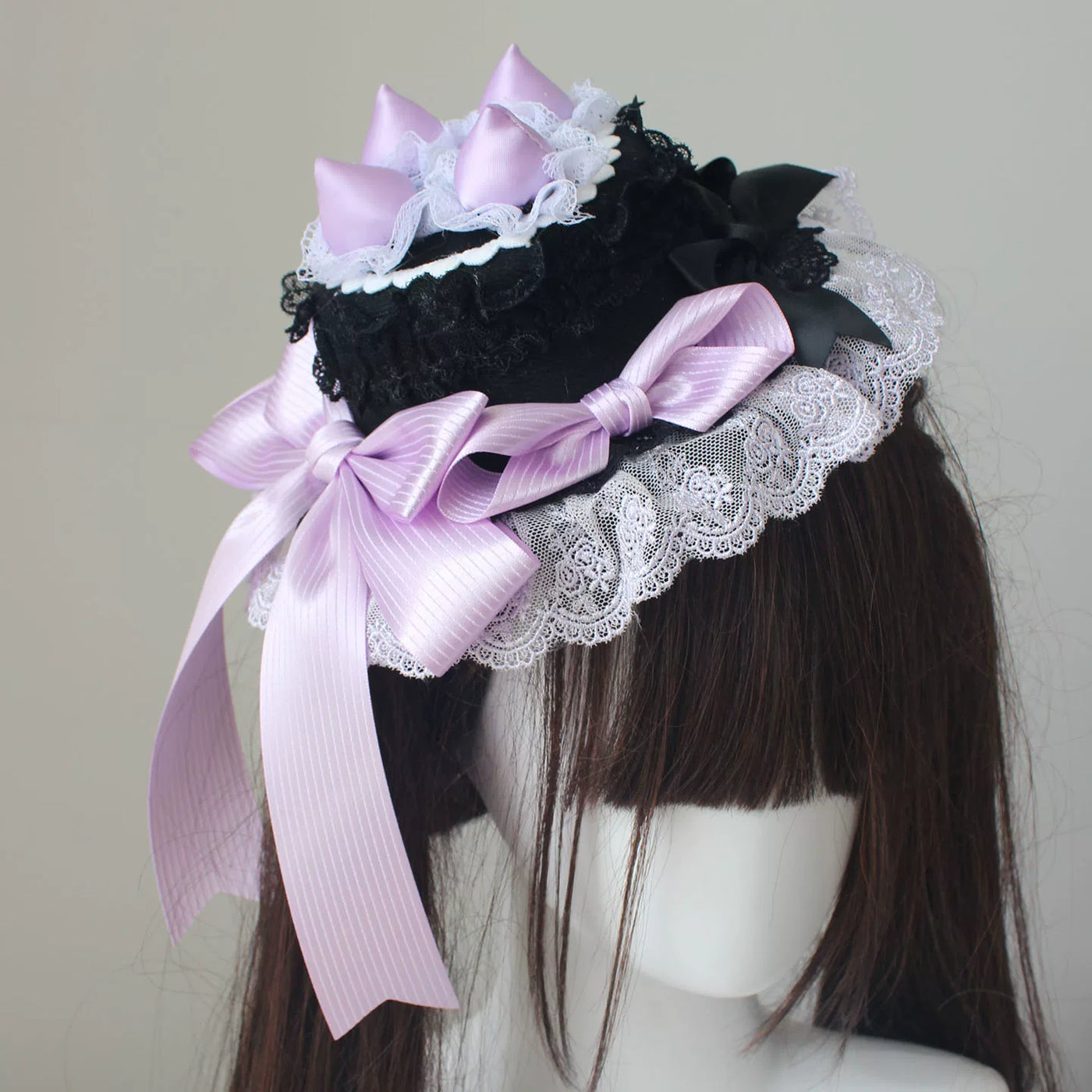 Deer Girl Handmade - Strawberry Angel Cake - Mini Top Hat with Ribbon Bows