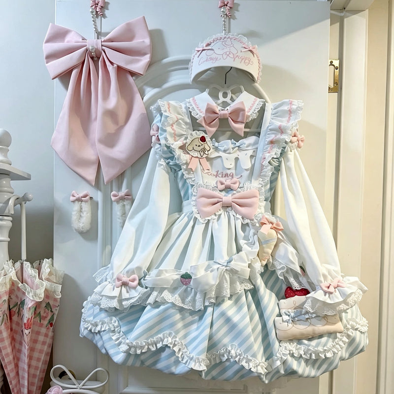 Salty Dots - Puppy Pastry Chef Sweet Lolita OP Dress - Sweet Lolita