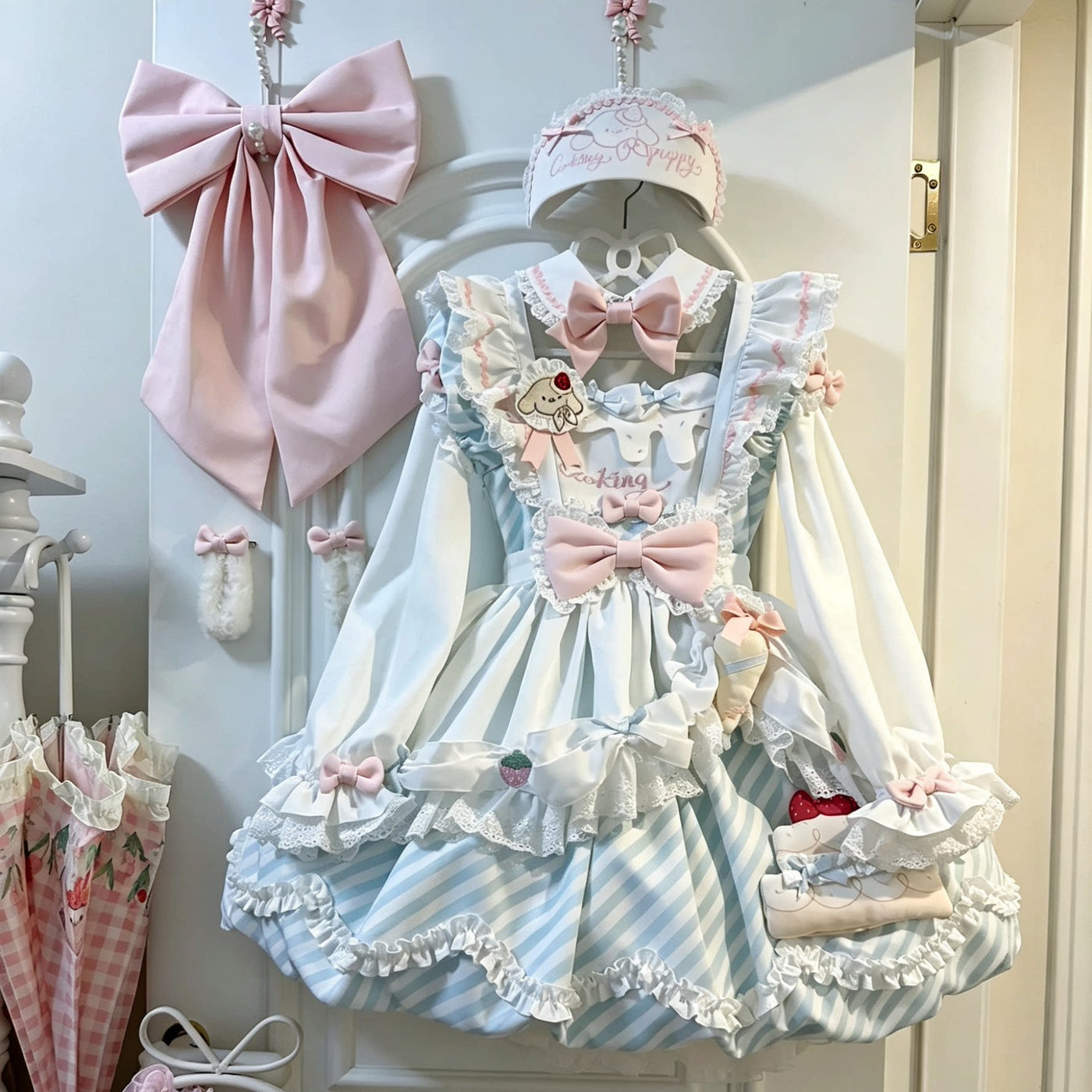 Salty Dots - Puppy Pastry Chef Sweet Lolita OP Dress - Sweet Lolita