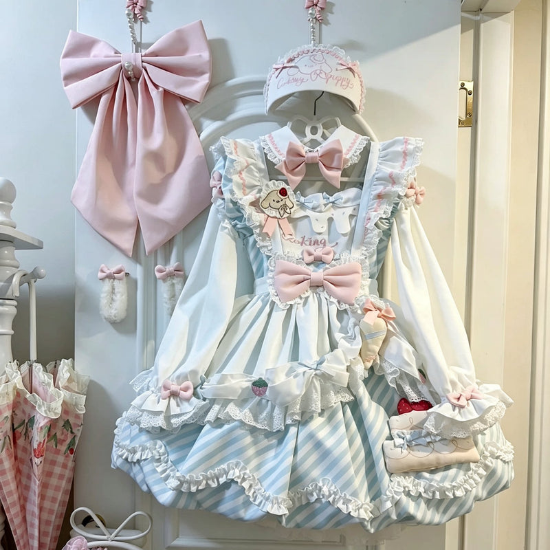 Salty Dots - Puppy Pastry Chef Sweet Lolita OP Dress - Sweet Lolita