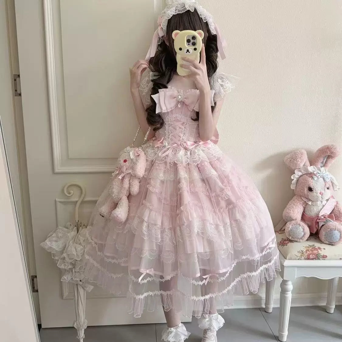 Pastel Bow Princess Lolita JSK Dress Set - main view