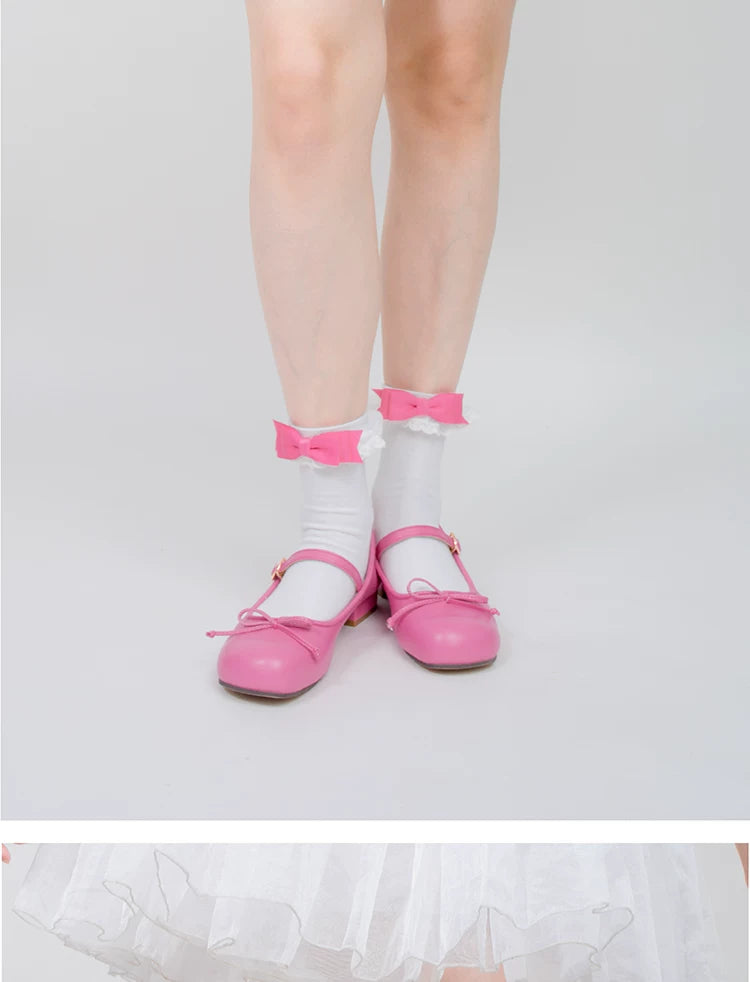 roji roji - Doll Bow - Lace-Trimmed Bow Socks