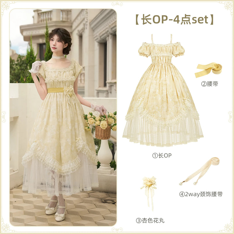 With PUJI - Falling Flowers as a Letter - Lolita Dress Collection, Print & Adjustable Straps detail view 8