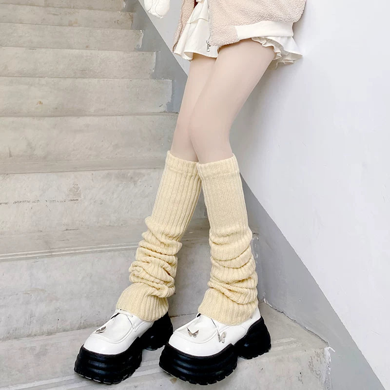 Floral Milk Cat - Ribbed Scrunch - Long Ribbed Leg Warmers in 50, 70 and 80 cm Lengths
