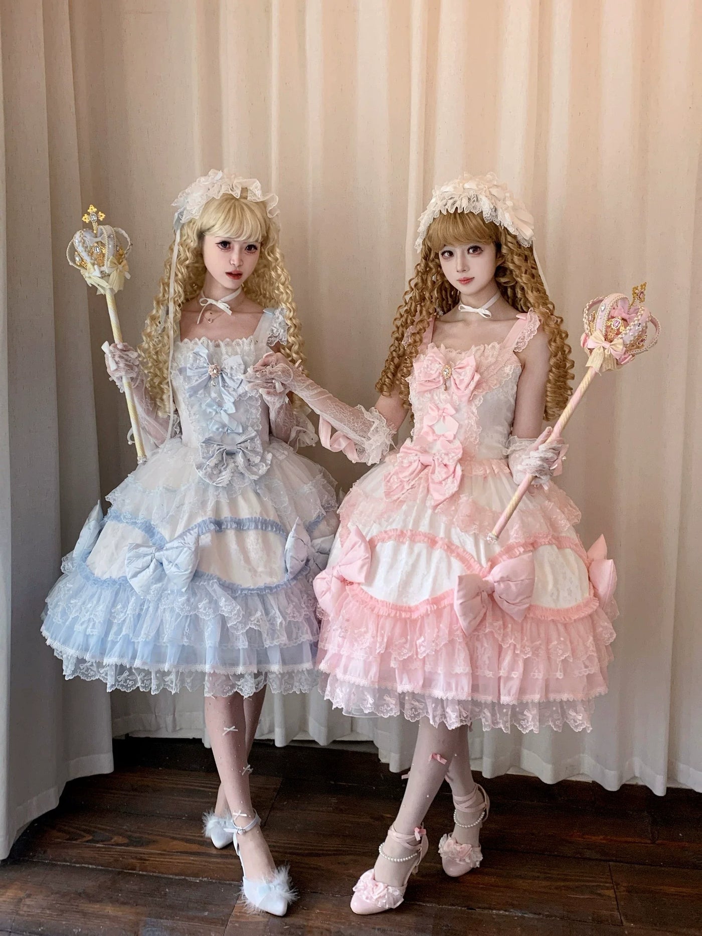 Sugar Girl - Floral Dream Isle - Sweet Lolita Doll-like JSK Dress, Bows & Lace