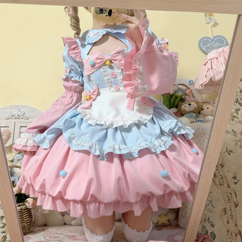 Lady Han Oath Maid maid cute OP dress from Lolita Fetch, featuring a charming, detailed maid-themed costume with lace and bow accents.