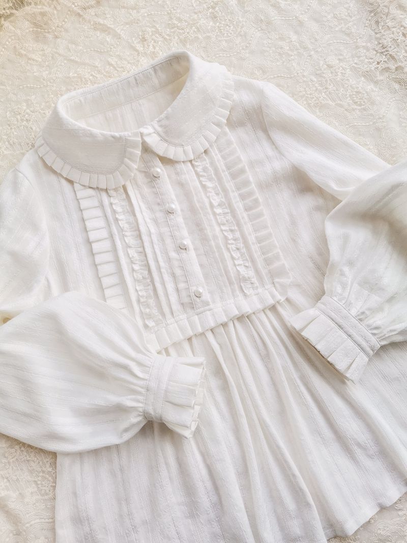 Yilia - J-fashion Ruffle Cotton Lolita - Blouse Innerwear