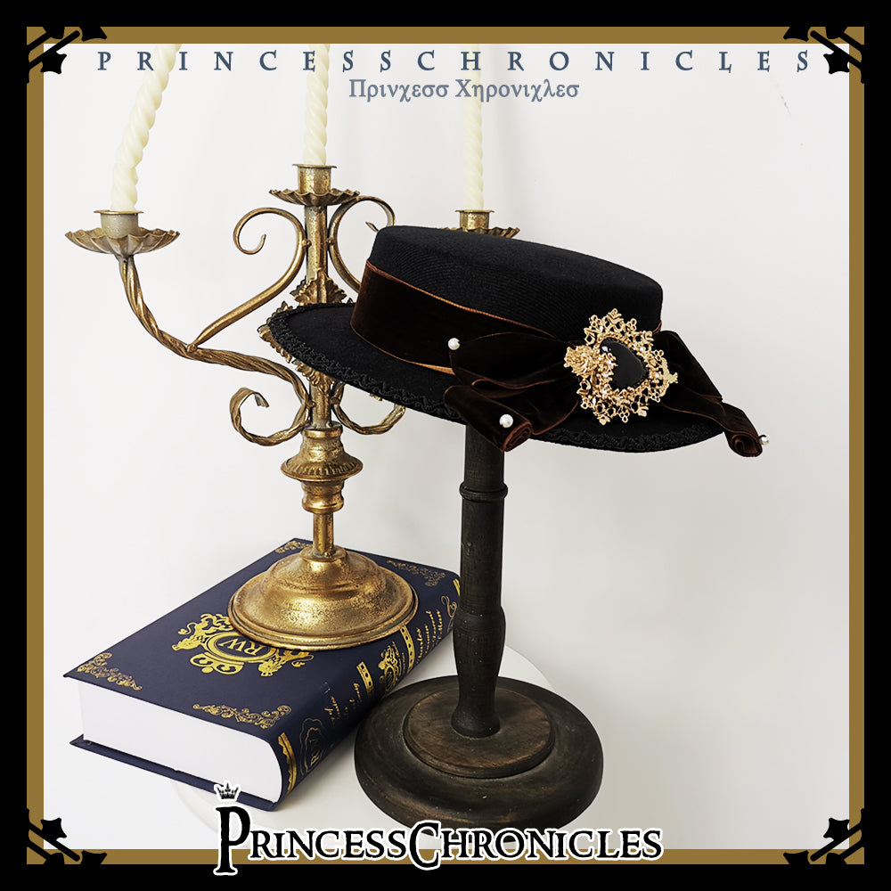 Princess Chronicles - Elegant Lolita Bow Flat Bonnet - Handmade Headwear
