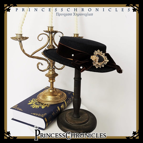 Princess Chronicles - Elegant Lolita Bow Flat Bonnet - Handmade Headwear