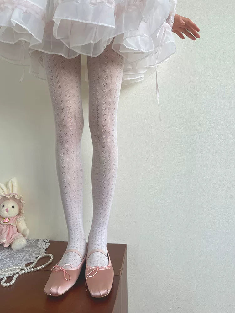 Sock Noble - Openwork Lace - Heart-Pattern Lace Tights
