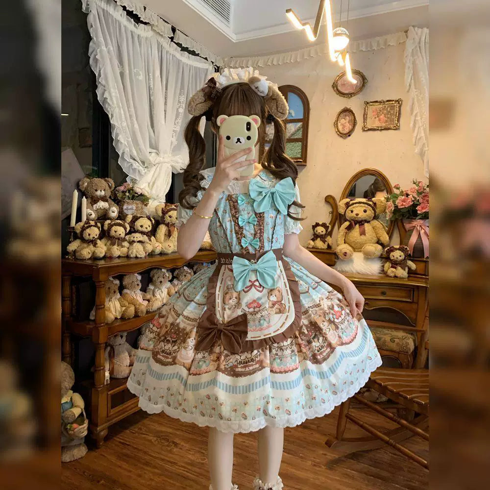 Sweetheart Dream Machine - Mint Chocolate - Mint JSK Dress with Illustrated Print and Bow