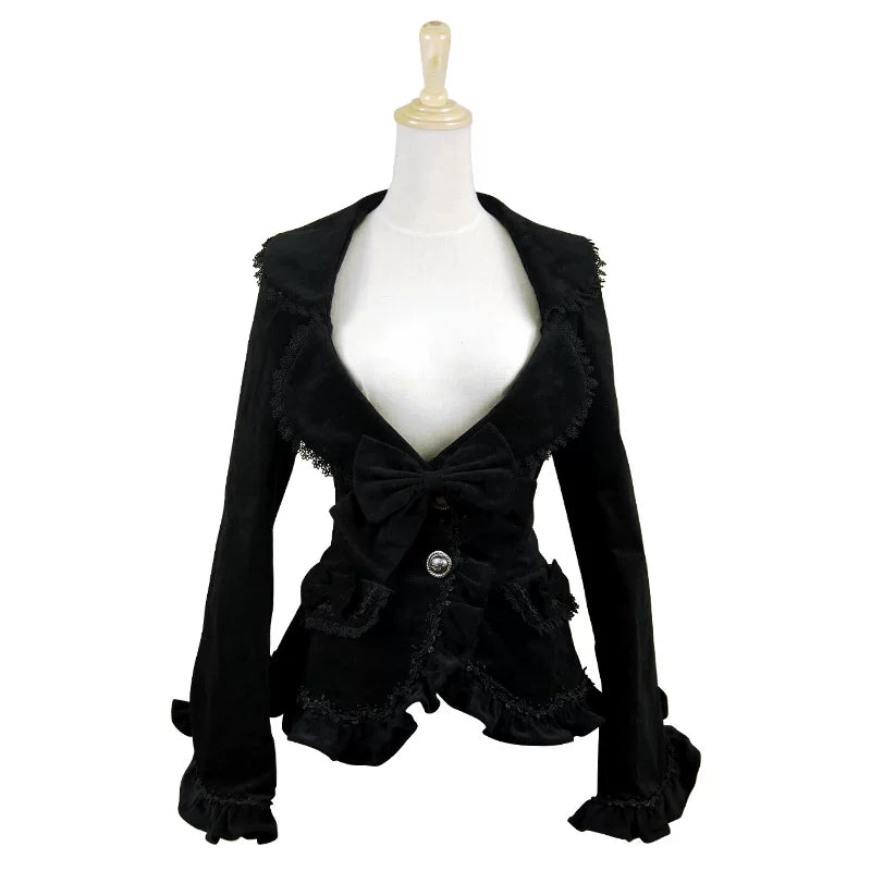 LACE GARDEN - Miss Hepburn - Velvet Lolita Suit Set with Ruffle Trim