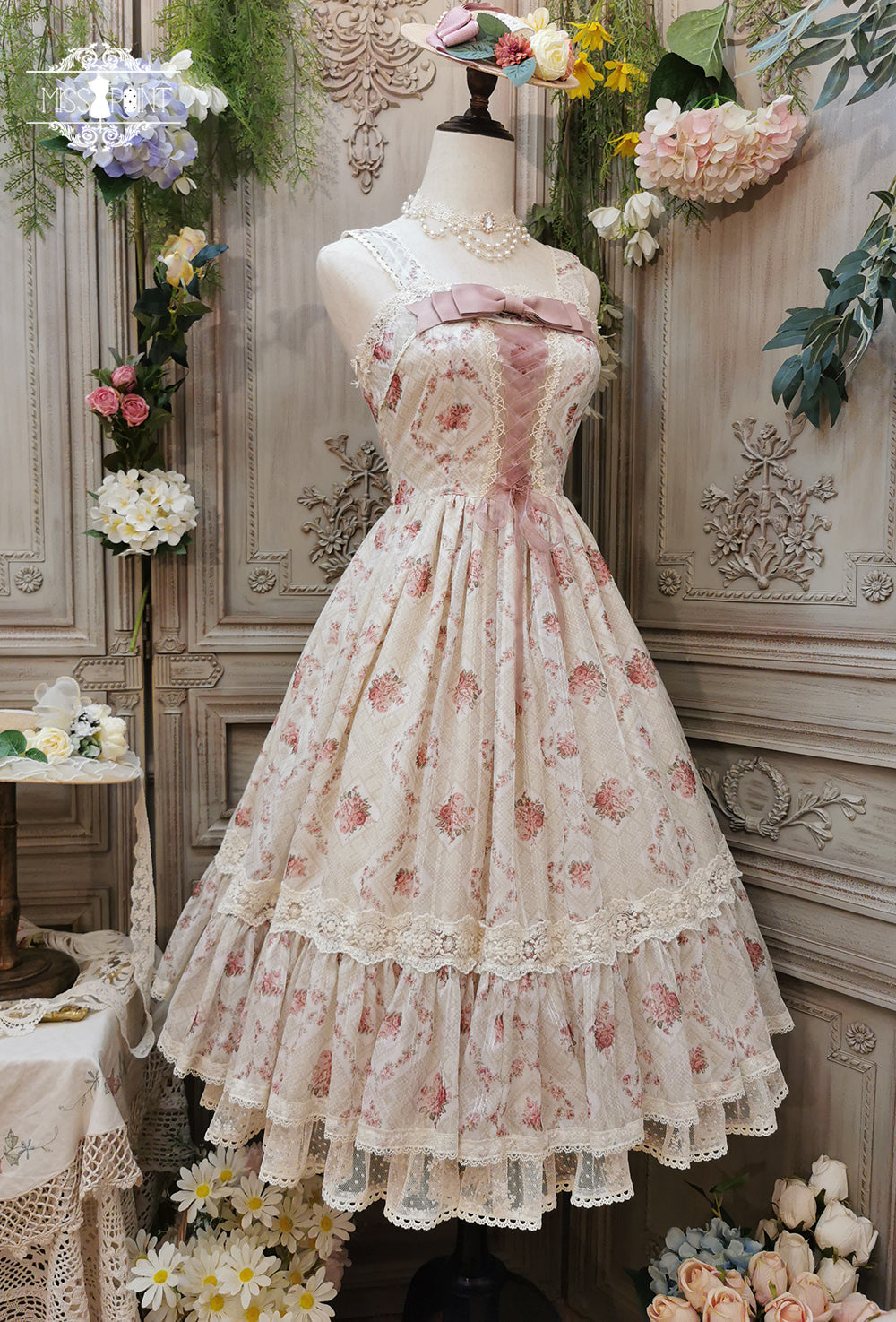 Woody Rose - Elegant Floral Lolita JSK Dress XS floral print version