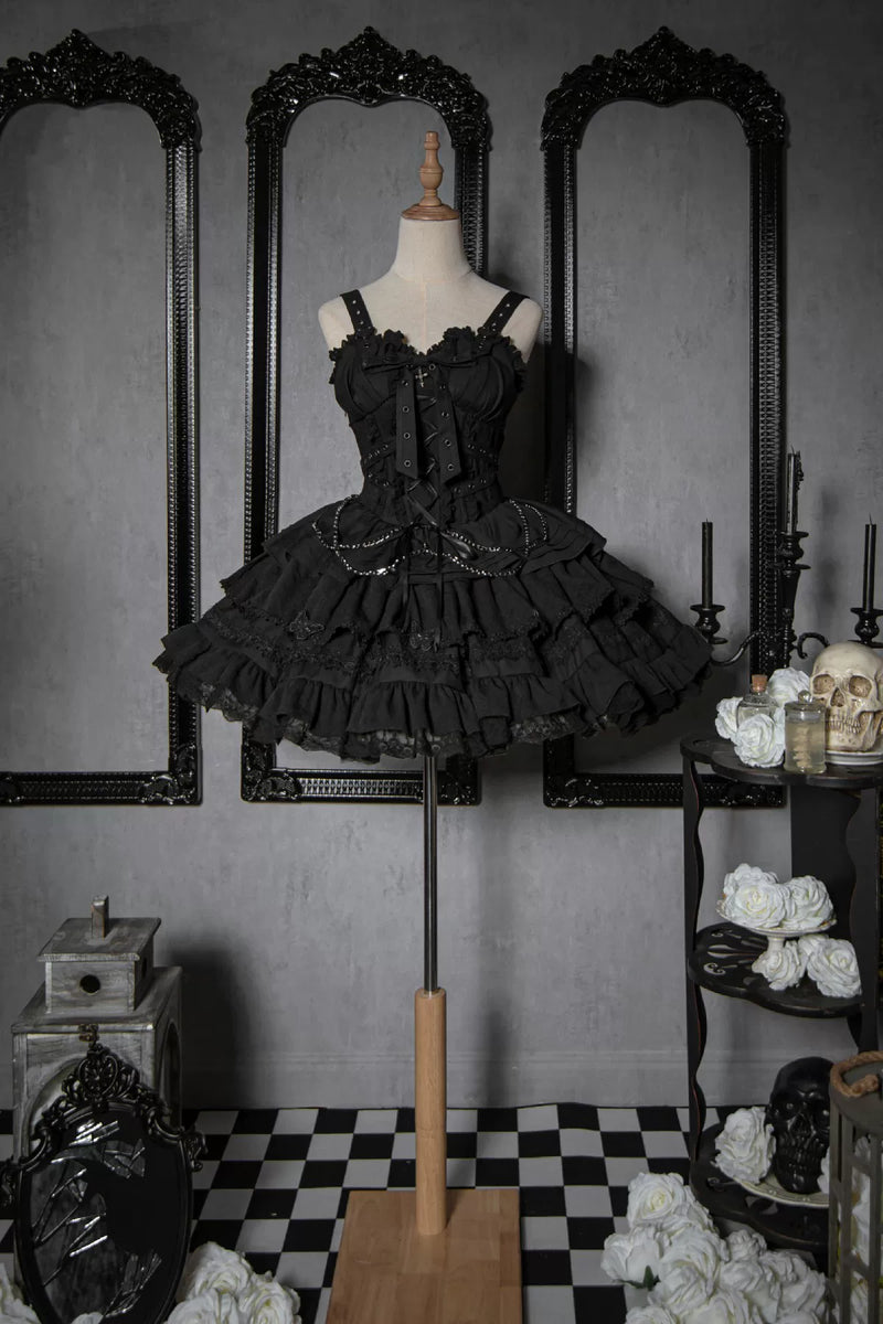 Leopard Cat Contract Cross Gothic JSK Dress