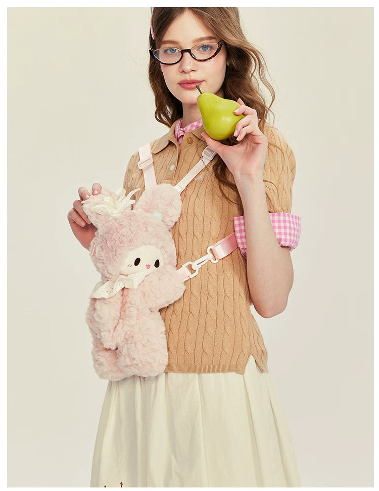 LambGuli - Rabbit and Lamb - Plush Crossbody Bag with Earphone-Bag Options