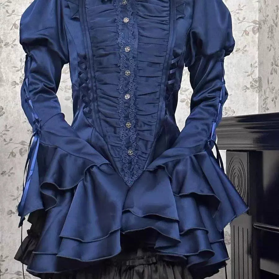 Sweetheart Dream Machine - Endless Night - Asymmetric Batwing-Sleeve Gothic Blouse