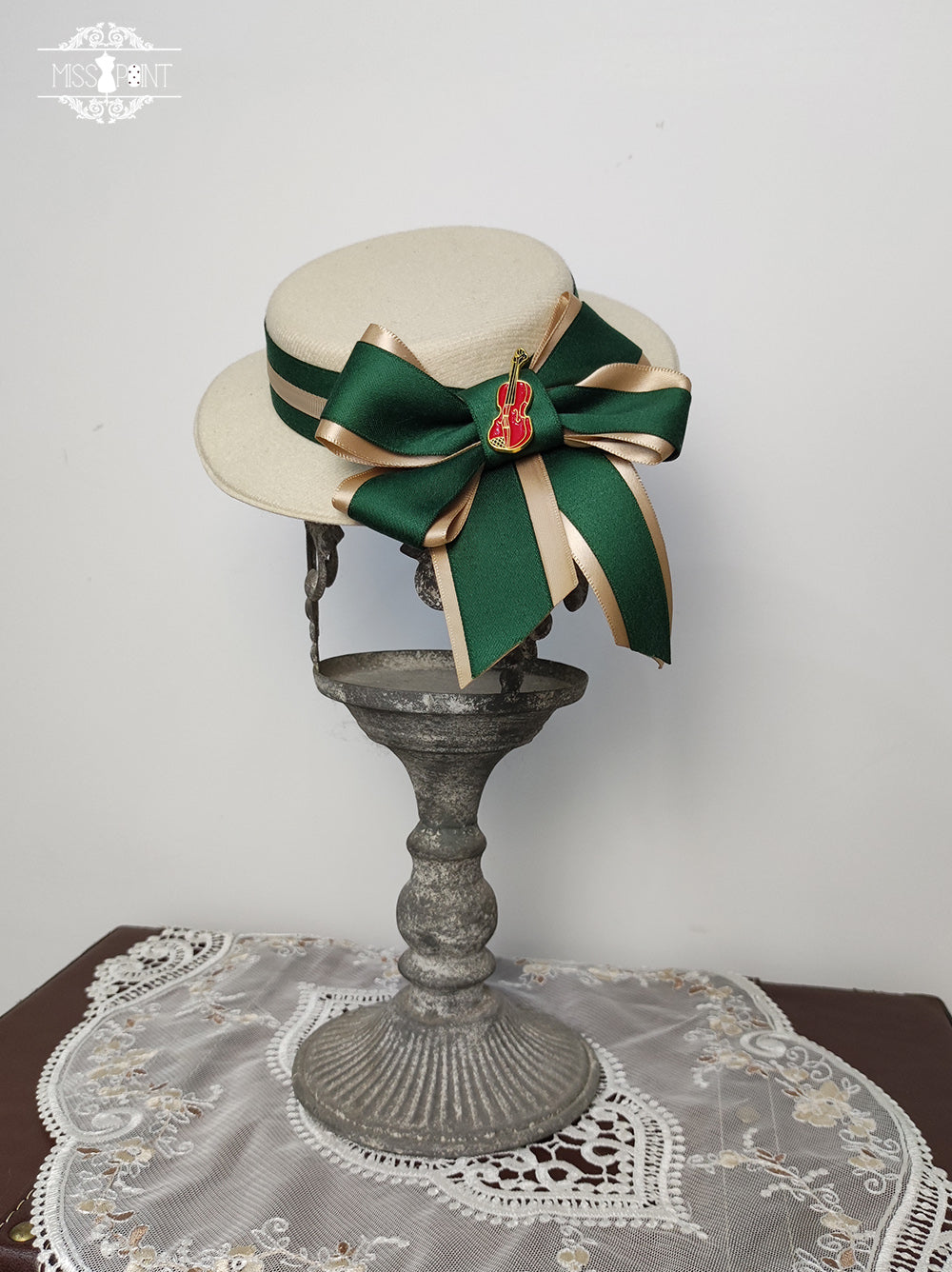 Elegant Lolita Top Hat - Golden Movement Lolita Hat Green small flat cap