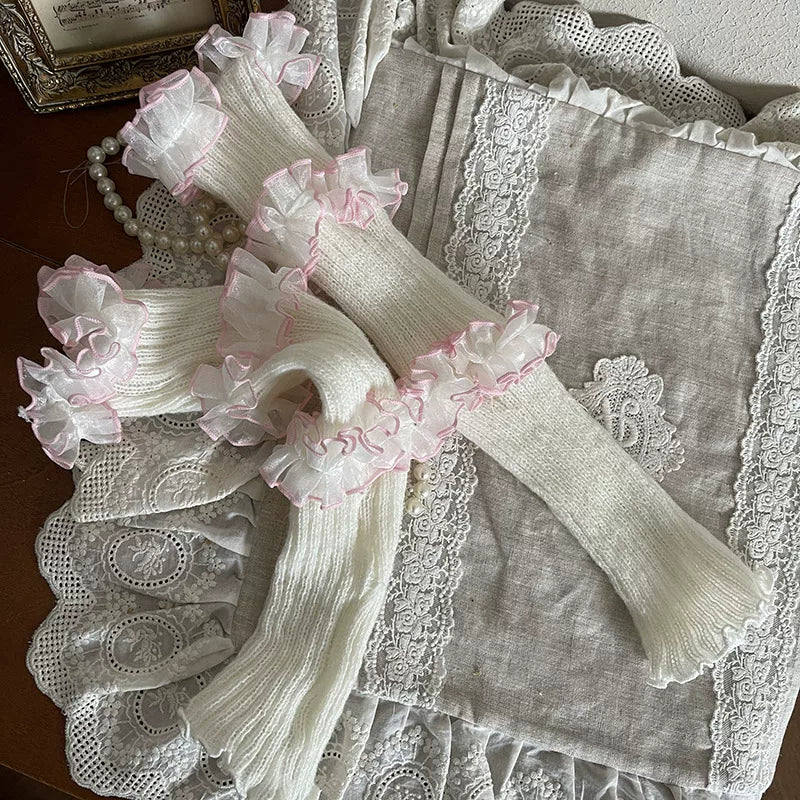 Sock Noble - Y2K Layered Trim - Slouch Socks with Tiered Ruffles