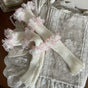 White + white sock cover with pink trim / One size (sizes 35-39)