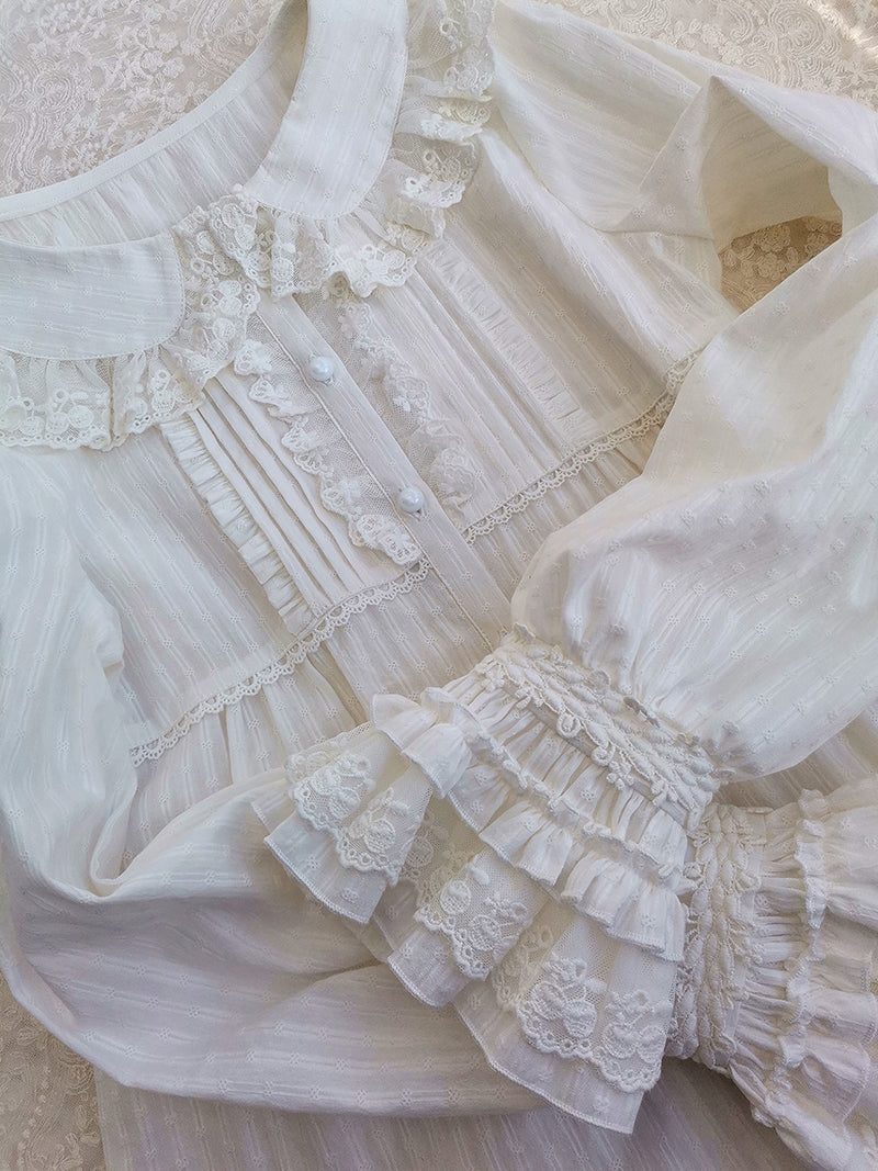 Yilia - Long Sleeve Lovely Lolita Cotton - Blouse Innerwear