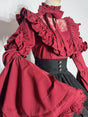 Red princess-sleeve blouse (bow tie included) / S