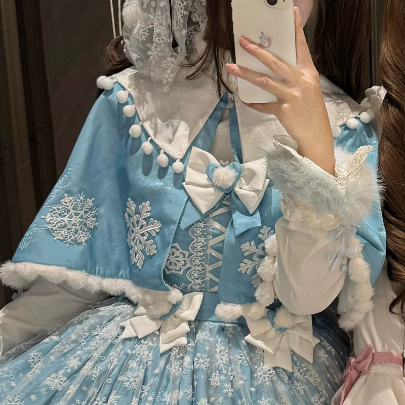 Yanran Floral Lolita JSK & Coordinating Layers — Blue Shawl Only