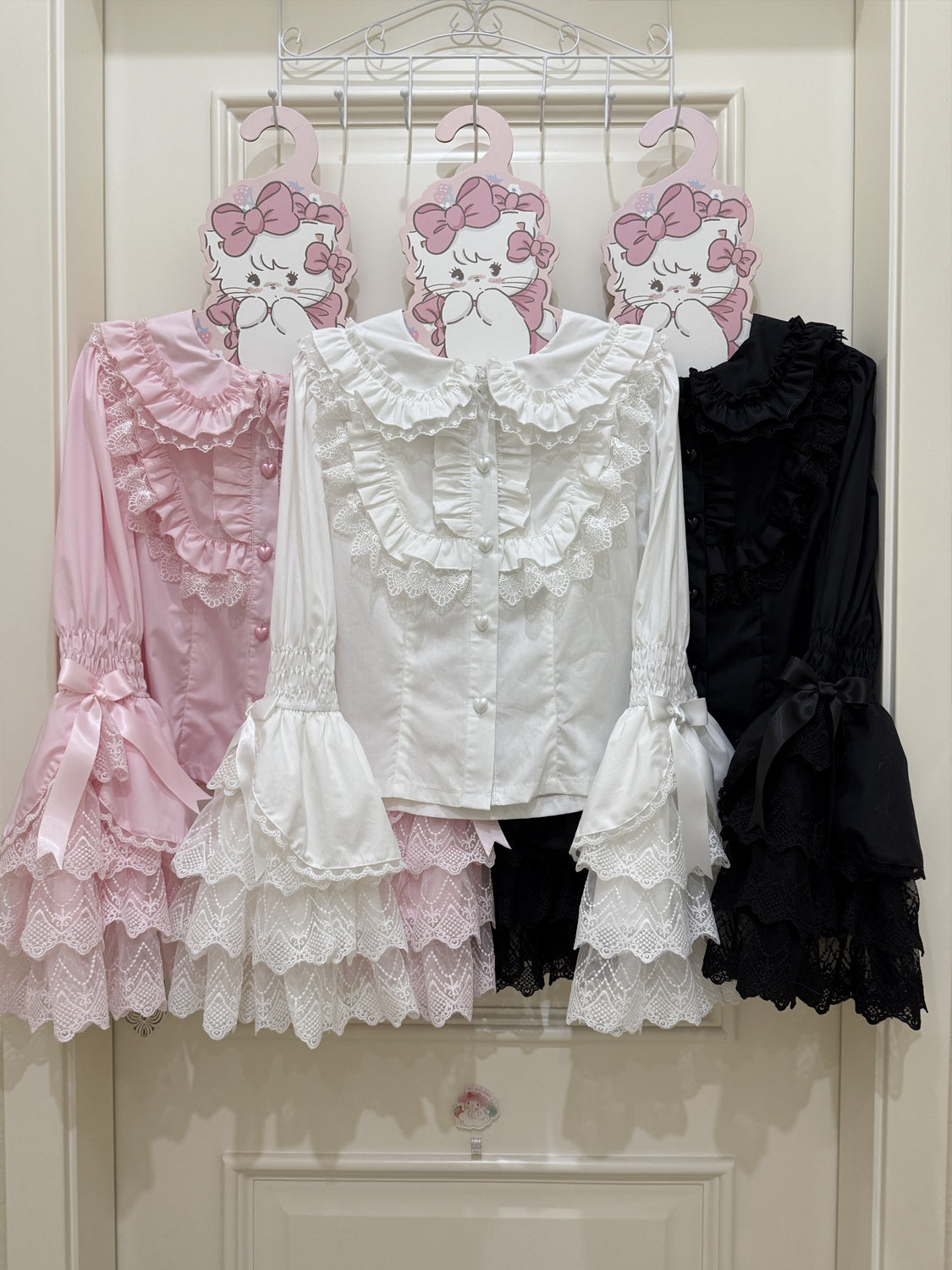 Cross Heart Knot - Sweet Lolita JSK Suit Tiered Ruffles Dress, Lace Blouse (L M S) 42611:747095