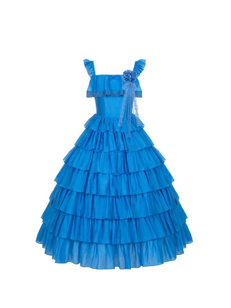 With PUJI - Foam Rain - Lolita OP Dress, Ruffle Trim & Square Neckline detail view 5