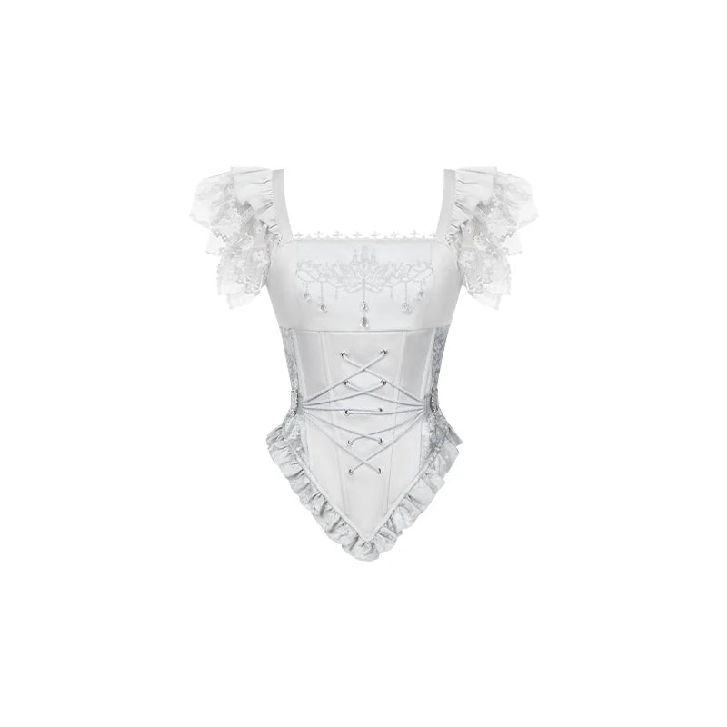 With PUJI - Humanoid Robot - Silver Gothic Lolita Mermaid Skirt Set detail view 11