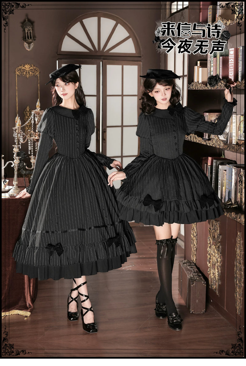 With PUJI - Silence Tonight - Classic Lolita OP Dress, Ruffle Trim detail view 6