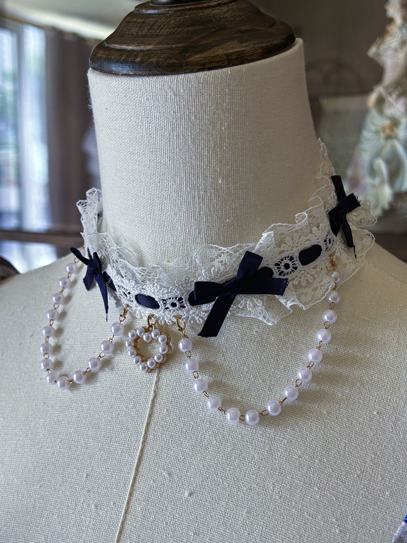 Alice - Snow Country Blue Glaze - OP Dress with Porcelain-Inspired Floral Trim