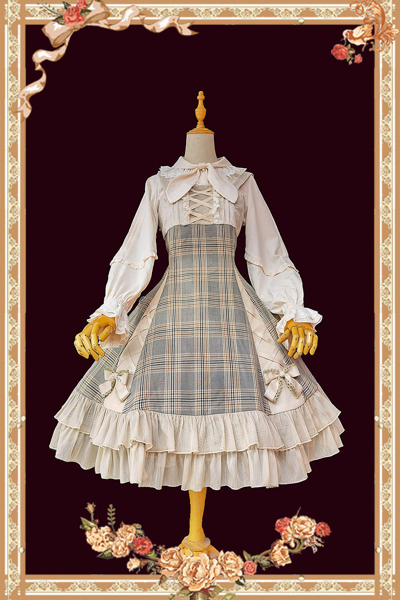 Memoirs of Backlight - Elegant Plaid Lolita JSK Dress S smoke grey grid JSK only