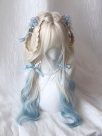Kunkun Fish - Sea Salt - Platinum Blue Gradient Cosplay Wig - Platinum Gradient Blue + Wig Cap