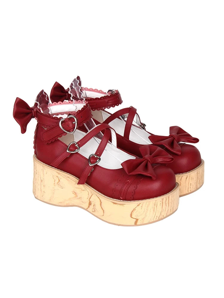 Angelic imprint - Princess Lolita Platform Shoes - Wood Grain Sole Shoes