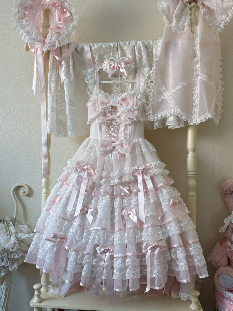 PS Original Design - Cherry Snow Love Song - Bridal Lolita JSK Dress Set - detail view 12