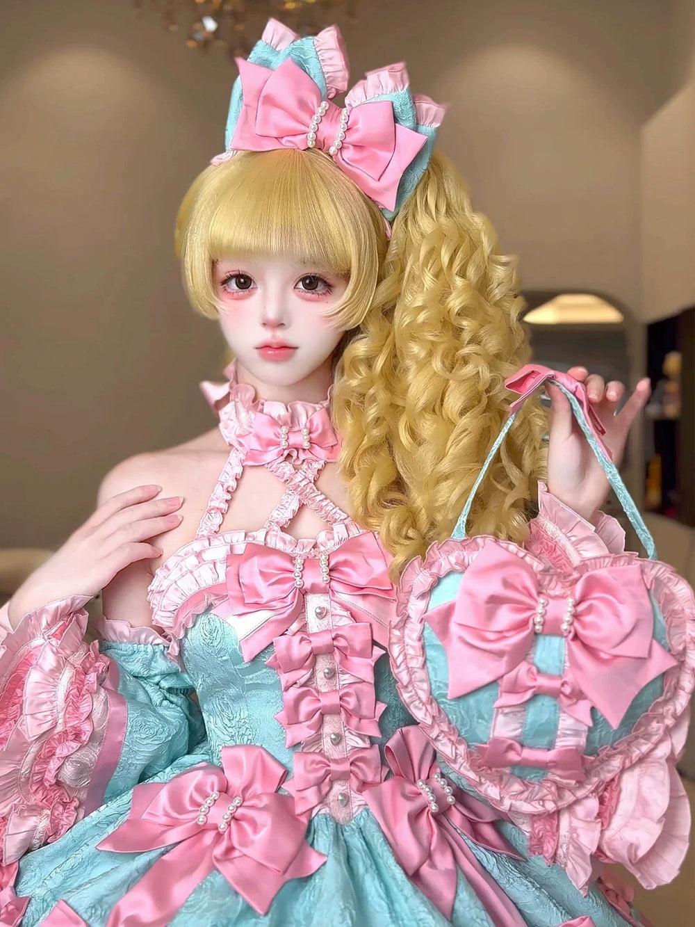 Alice Girl - Sweetheart Petal - Color Block Sweet Lolita KC, Heart-shaped Bag