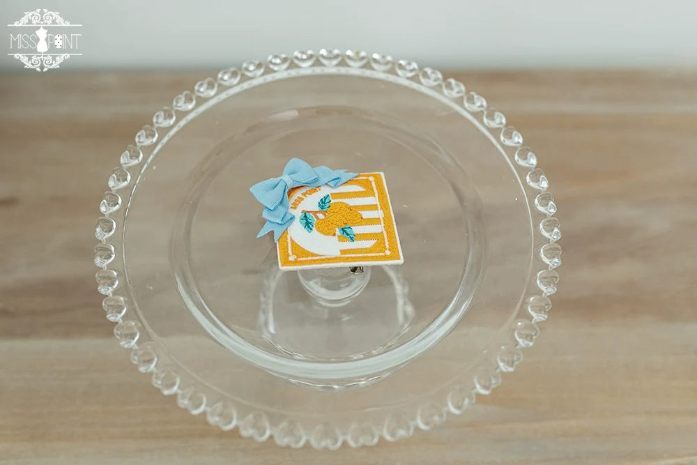 Daisy Lemon - Kawaii Lolita Lemon and Flowers Accessory loquat embroidery two fuctions brooch