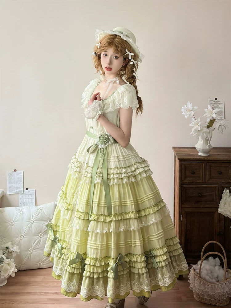 Carol Goddess - Tasha's Garden - Gradual sage green gradient lolita