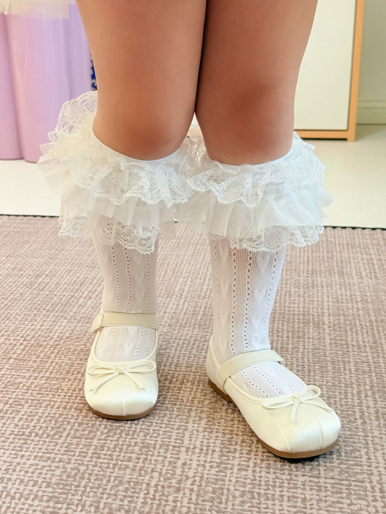 Fantasy Doll - Pearl Bow Strawberry Lace - Decorative socks with lace and motif options