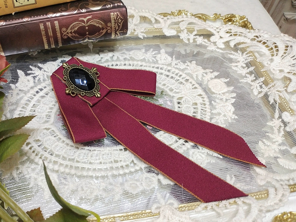 Rose Doll - Elegant Lolita Brooch Lolita Lapel Pin Multicolors Red Ribbon Brooch C