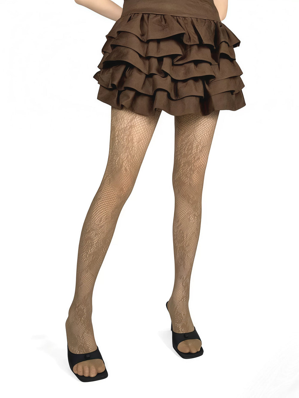 White Socks rose-pattern fishnet tights in grey and white colourways