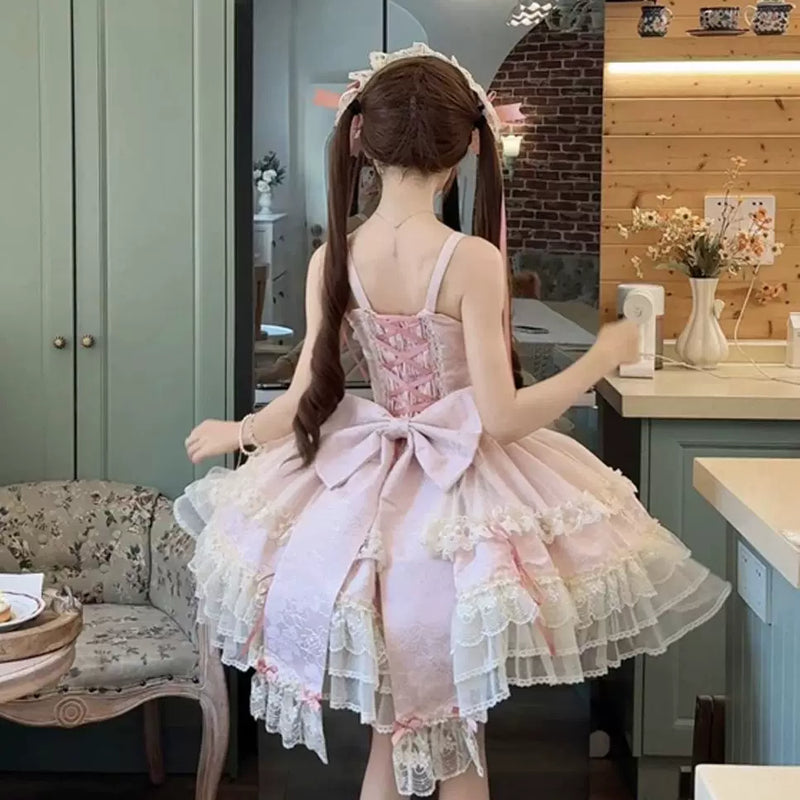 Hanguliang Satin Heart Knot Ballet JSK Dress