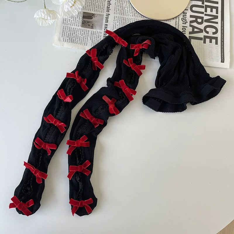 Sock Noble - Bow Lace Cutout - Tights with Openwork Lace Panels