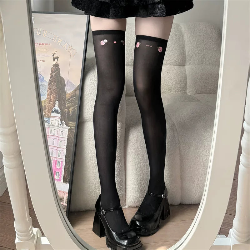 Fantasy Doll - Emoticon Over Knee - Socks with printed emoticons
