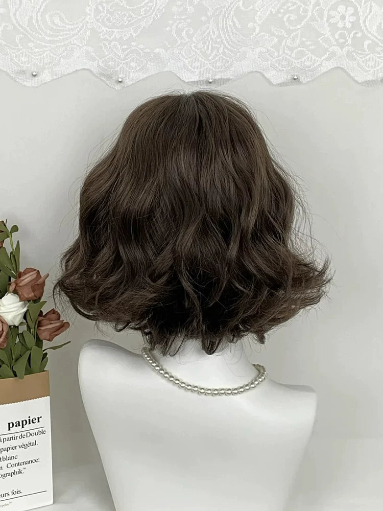 Cool brown short wool-curl wig - view 4