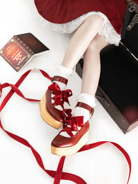 MODO - Ribbon Doll - Lace-Up Platform Shoes - Black / 35