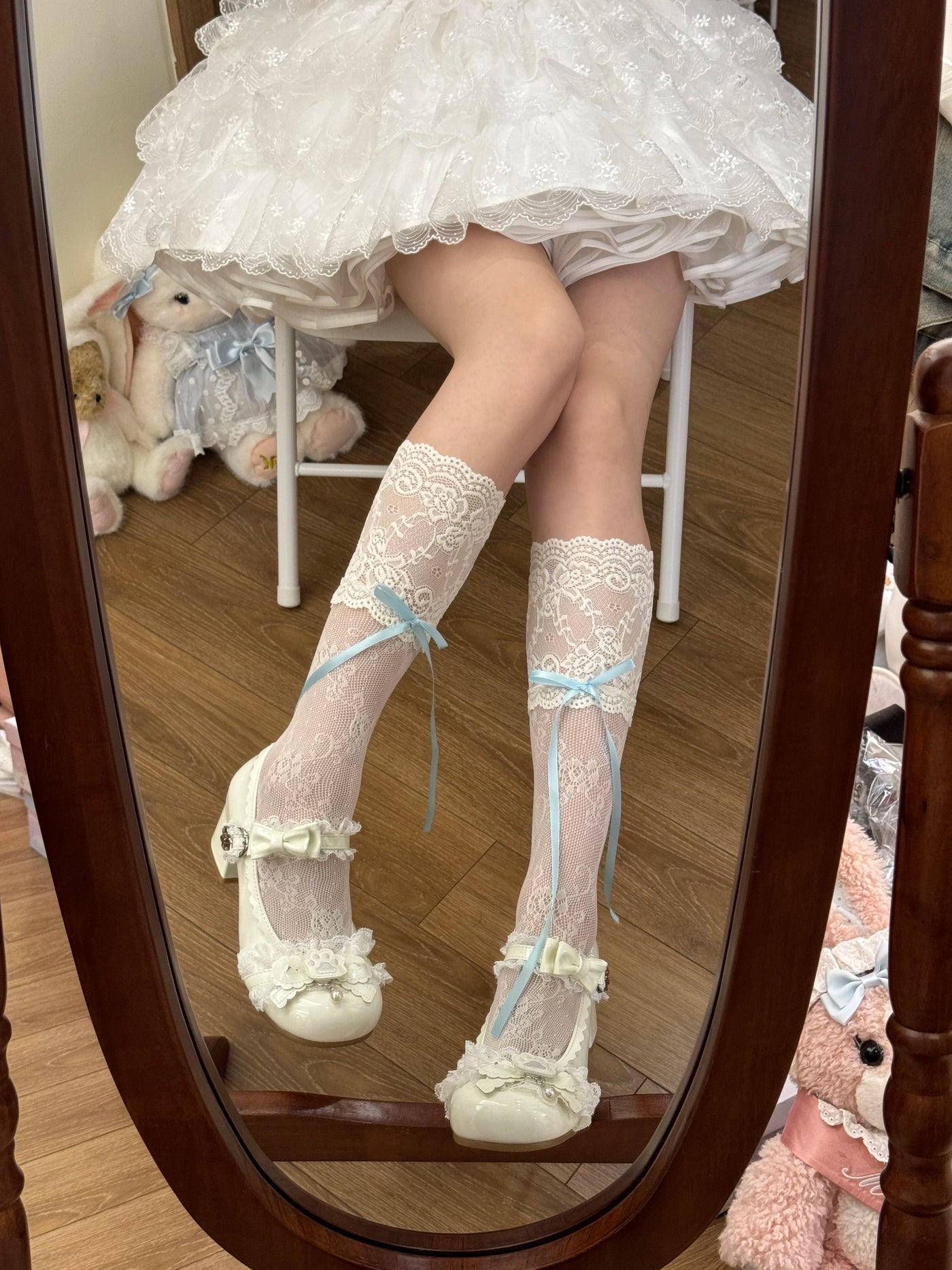 Fantasy Doll - Sweet Lace Bow - Long Socks with Lace Trim and Bow Options
