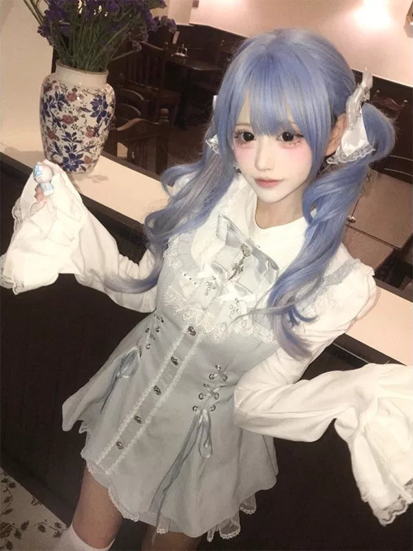 Creamy - Blue Sweet Gothic - Lolita Shorts Set with Flared Sleeves